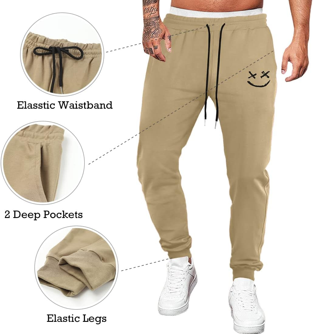 Mens Sweatpants Causal Fit Tapered Track Pants with Pockets Athletic Joggers for Men Workout, Running, Gym Khaki US 36(L)
