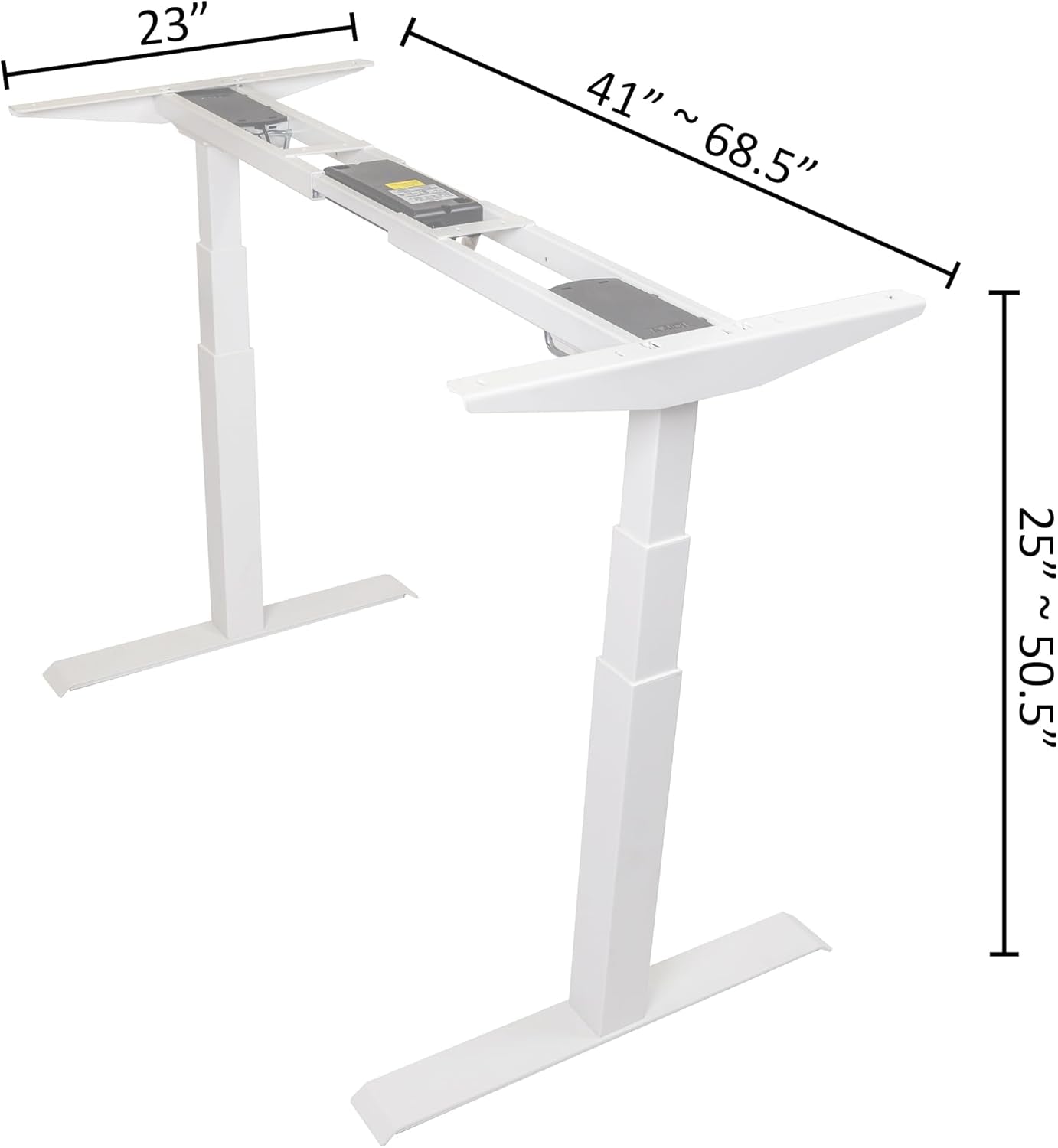 K Series Desk Base 3 Stage with Dual Motor Electric Adjustable Standing Desk Base Electric for Home and Office Width and Height Adjustable (White Frame Only)