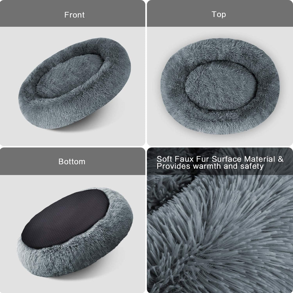 Round Donut Cat and Dog Cushion Bed, Pet Bed for Cats or Multiple Dogs, Anti-Slip & Water-Resistant Bottom, Super Soft Durable Fabric Pet Supplies, Machine Washable Luxury Cat & Dog Bed