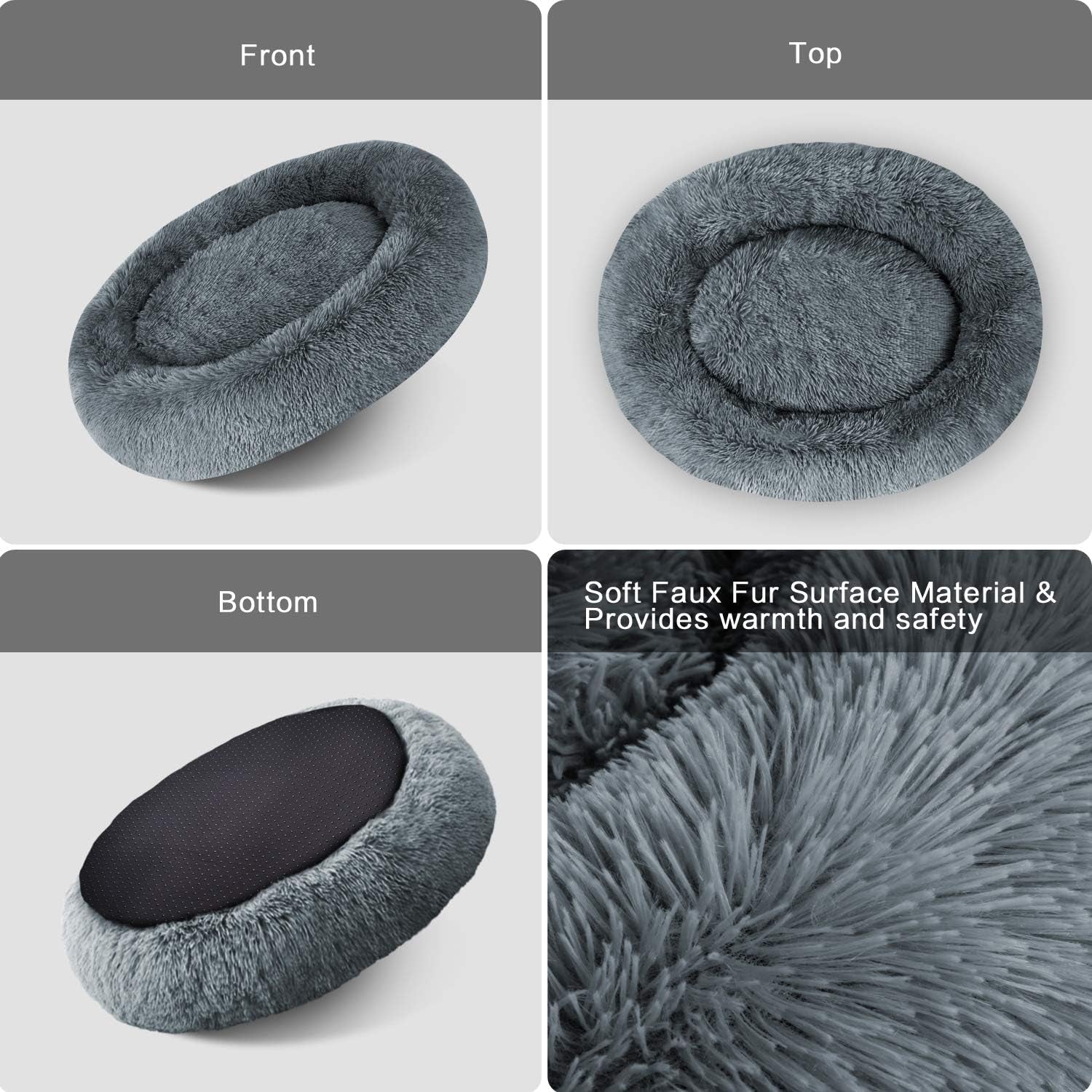 Round Donut Cat and Dog Cushion Bed, Pet Bed for Cats or Multiple Dogs, Anti-Slip & Water-Resistant Bottom, Super Soft Durable Fabric Pet Supplies, Machine Washable Luxury Cat & Dog Bed