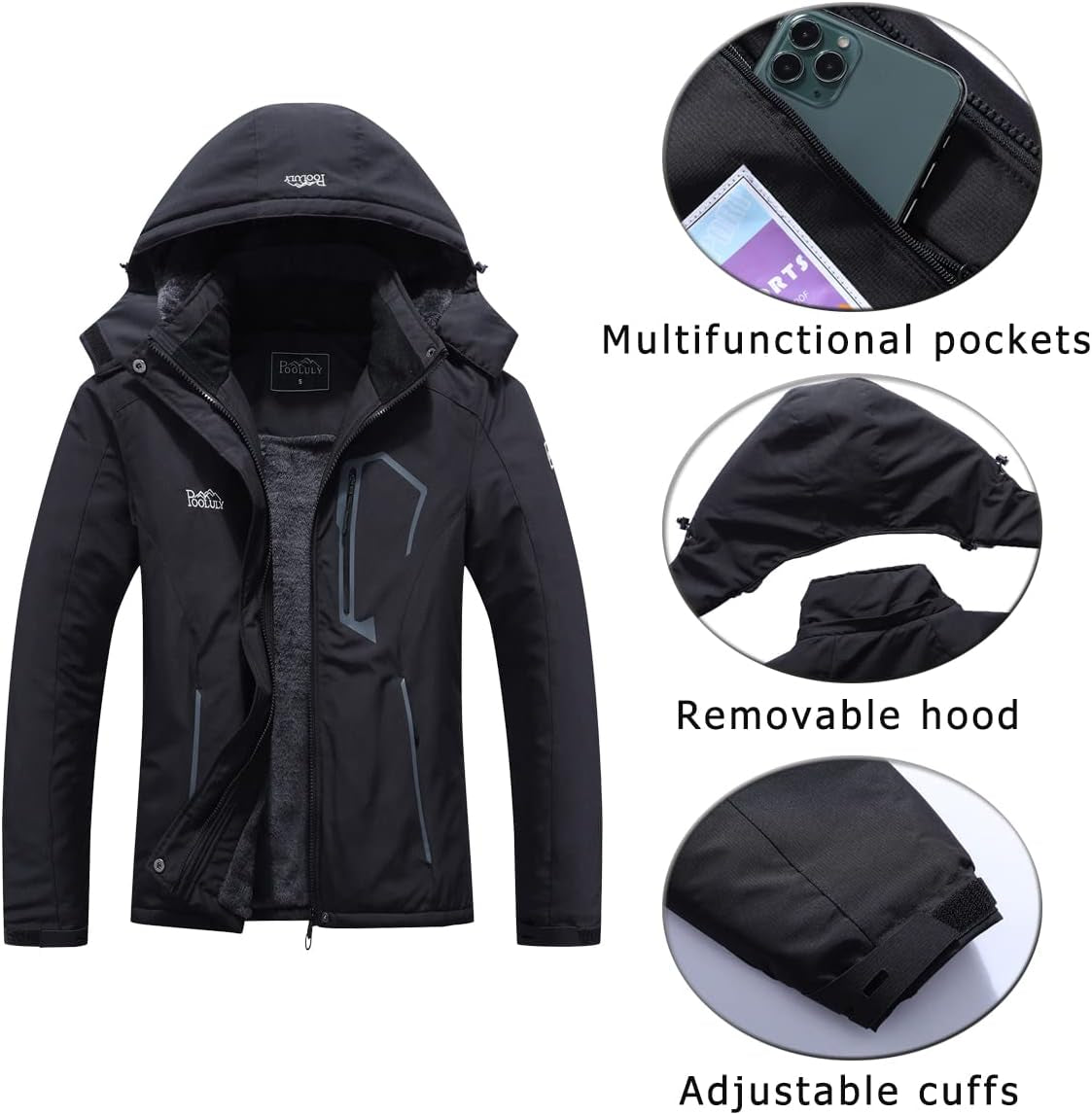 Women'S Ski Jacket Warm Winter Waterproof Windbreaker Hooded Raincoat Snowboarding Jackets