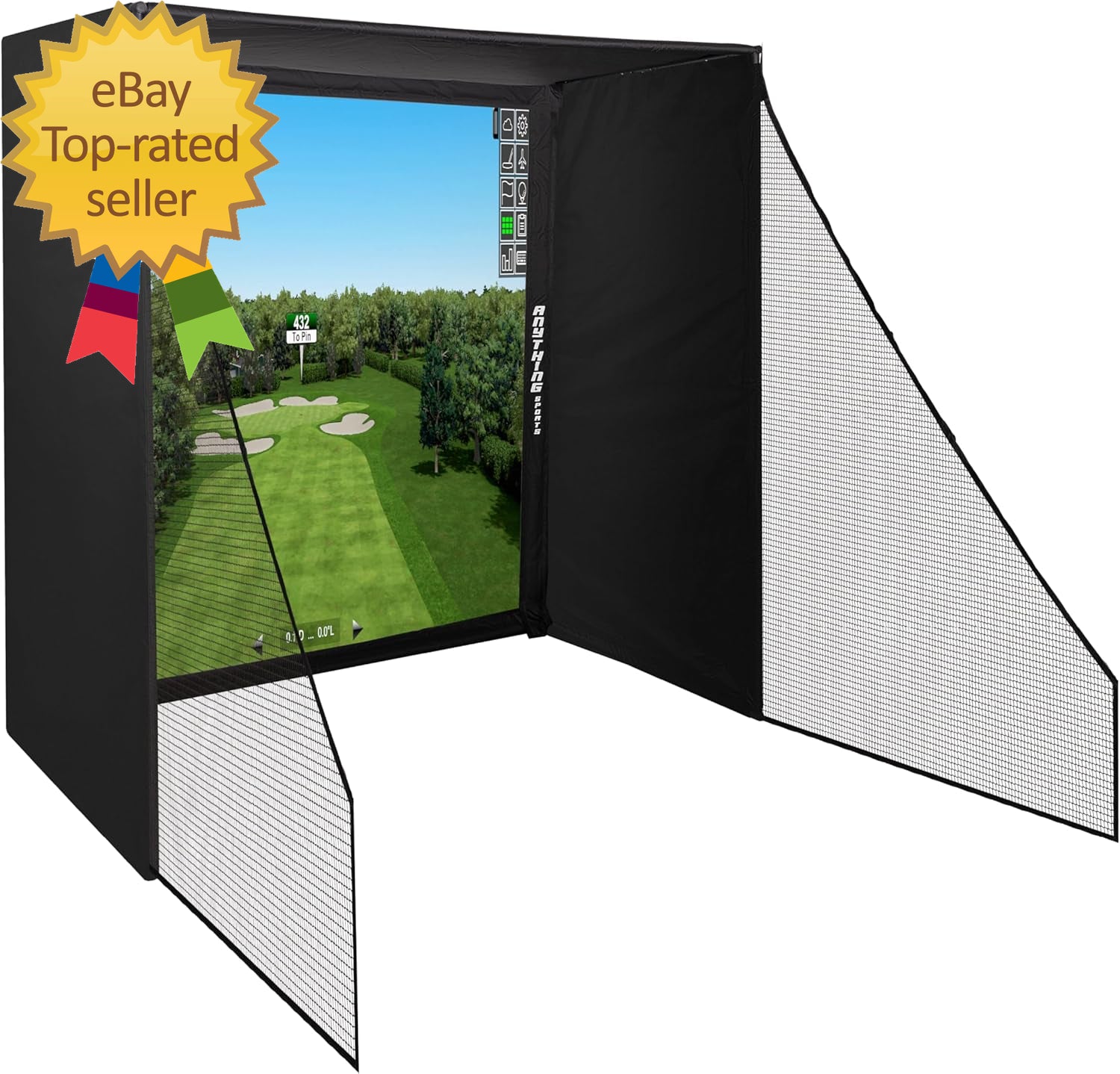 Golf Simulator Enclosure with Impact Netting and All Poles