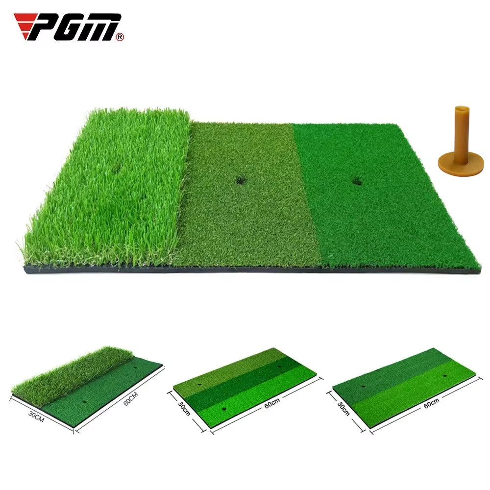 Golf Hitting Mat Indoor Outdoor Mini Practice Durable PP Grass Pad Backyard Exercise Golf Training Aids with TEE DJD003