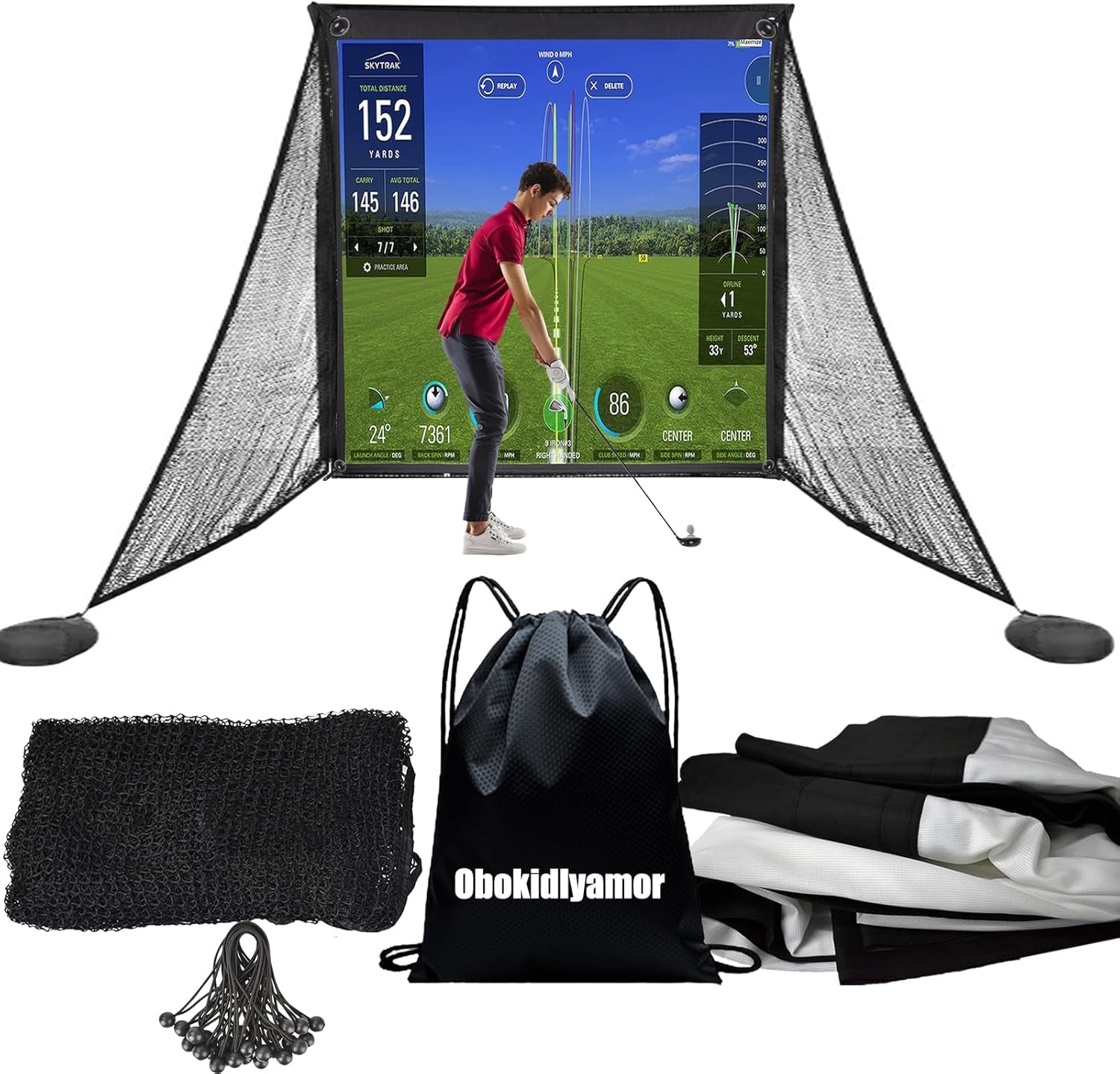 Golf Simulator Impact Screen with Black Double Layer Blackout Cloth Shank Side N