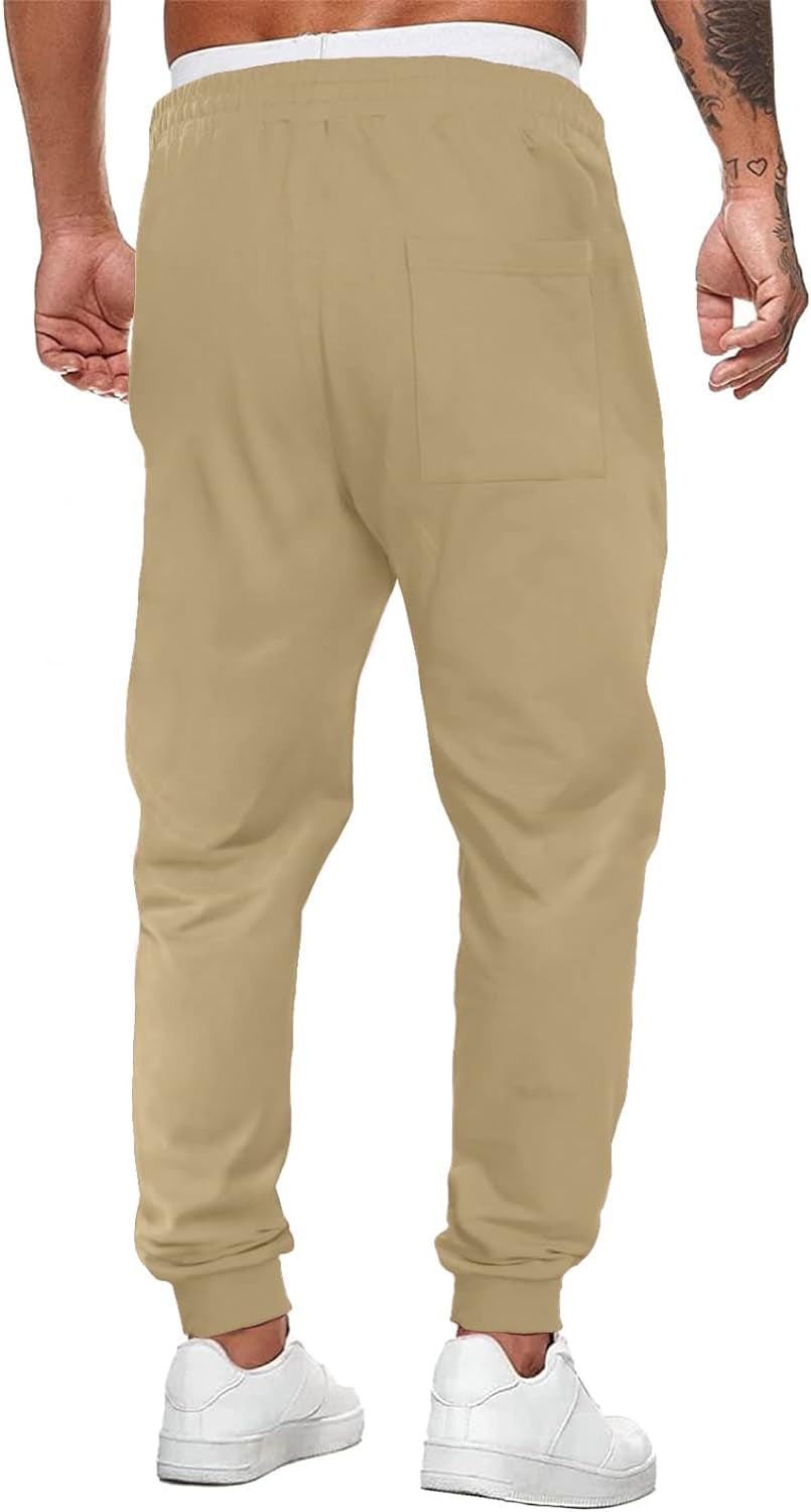 Mens Sweatpants Causal Fit Tapered Track Pants with Pockets Athletic Joggers for Men Workout, Running, Gym Khaki US 36(L)